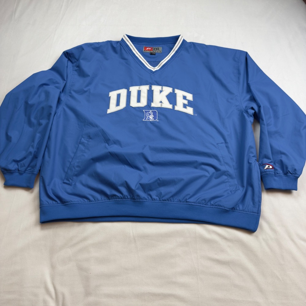 Duke Blue Devils Windbreaker Mens 2XL Pro Player Embroidered V-Neck Pullover VTG